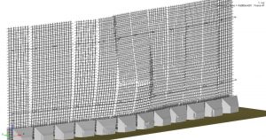 Déformation du ferraillage d'un T-wall lors de l'explosion de charge malveillante