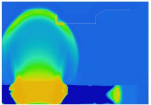 Modeling of a mine buried under vehicle